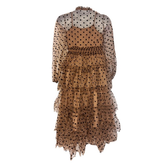 Mable Tulle Polka Dot Peasant Regency Cocktail Wedding Guest Formal Tea Dress - Picture 5 of 16